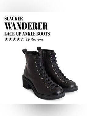 Fluevog NEARLY NEW Slacker Wanderer black leather chunky heel boot -9 (fits 8.5)